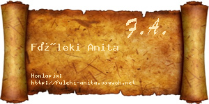 Füleki Anita névjegykártya